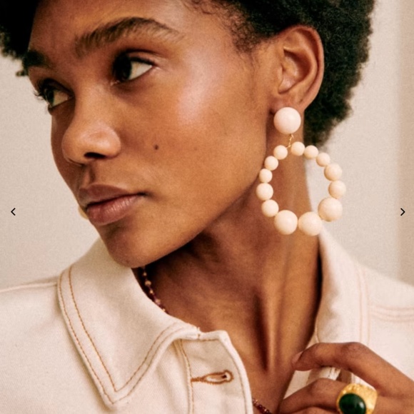 Sezane  Charlie Black Beaded Hoop Earrings - Picture 5 of 10